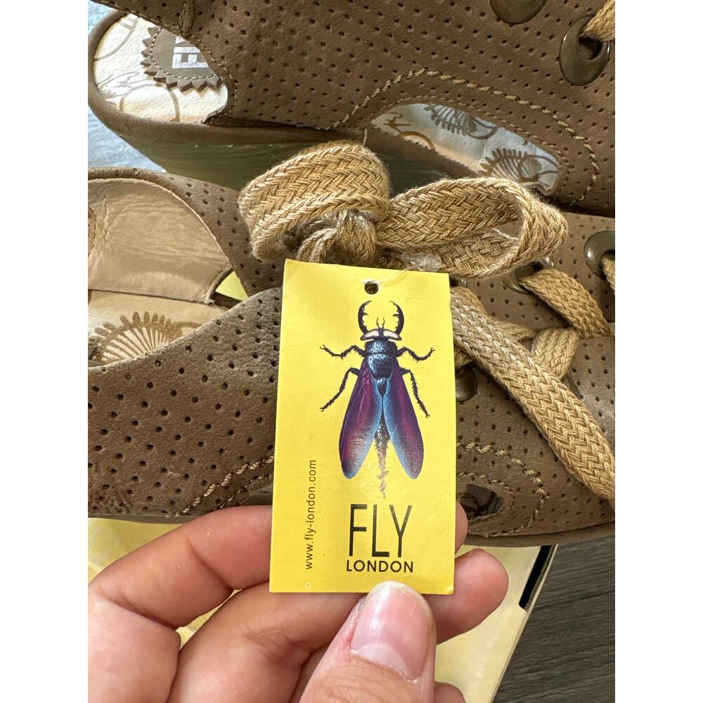 London Fly Ylva Perforated Khaki Color Sandals Size 41 - Picture 9 of 14